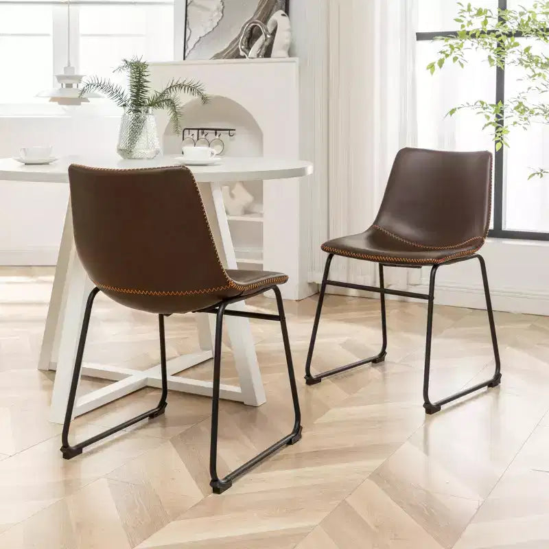 Roundhill Furniture Varna Round Dining Set, Trestle Dining Table with 4 Stylish Chairs, 5-Piece