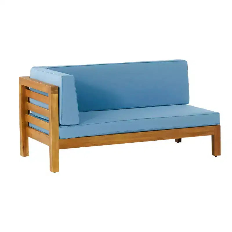 Christopher Knight Home Oana Outdoor Acacia Wood Left Arm Loveseat and Coffee Table Set with Cushion