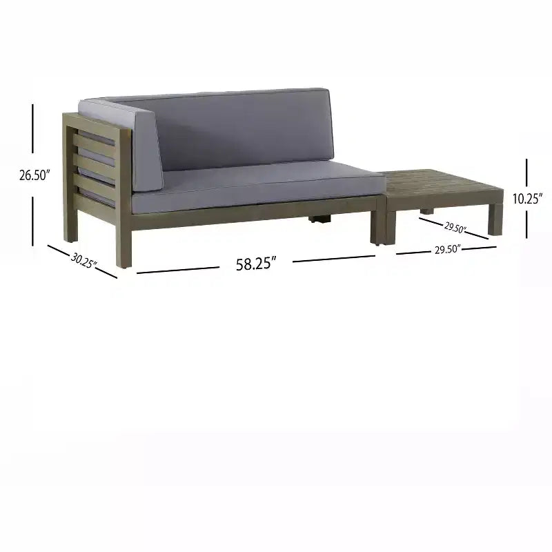 Christopher Knight Home Oana Outdoor Acacia Wood Left Arm Loveseat and Coffee Table Set with Cushion
