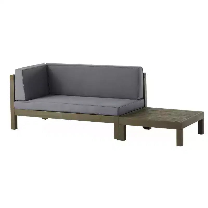 Christopher Knight Home Oana Outdoor Acacia Wood Left Arm Loveseat and Coffee Table Set with Cushion