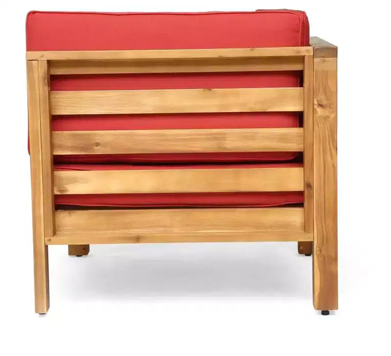 Christopher Knight Home Oana Outdoor Acacia Wood Left Arm Loveseat and Coffee Table Set with Cushion