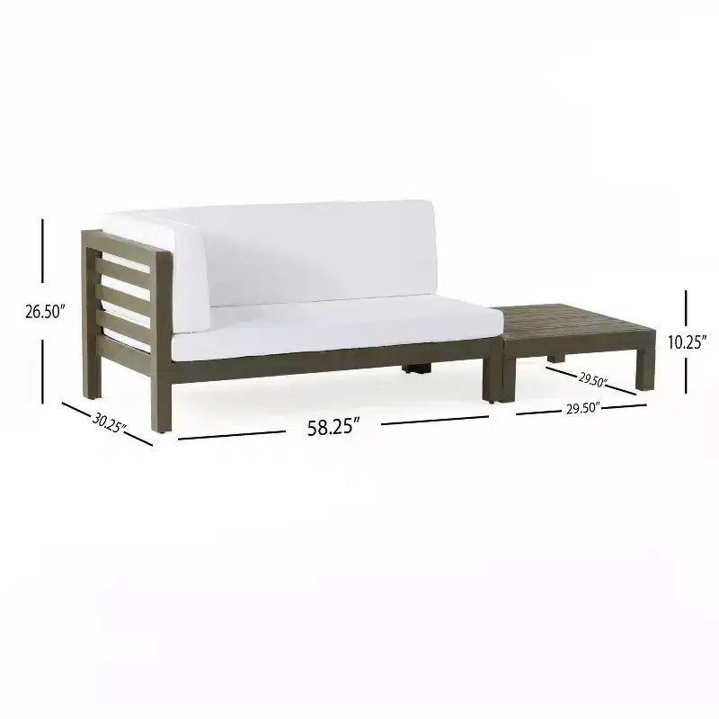 Christopher Knight Home Oana Outdoor Acacia Wood Left Arm Loveseat and Coffee Table Set with Cushion