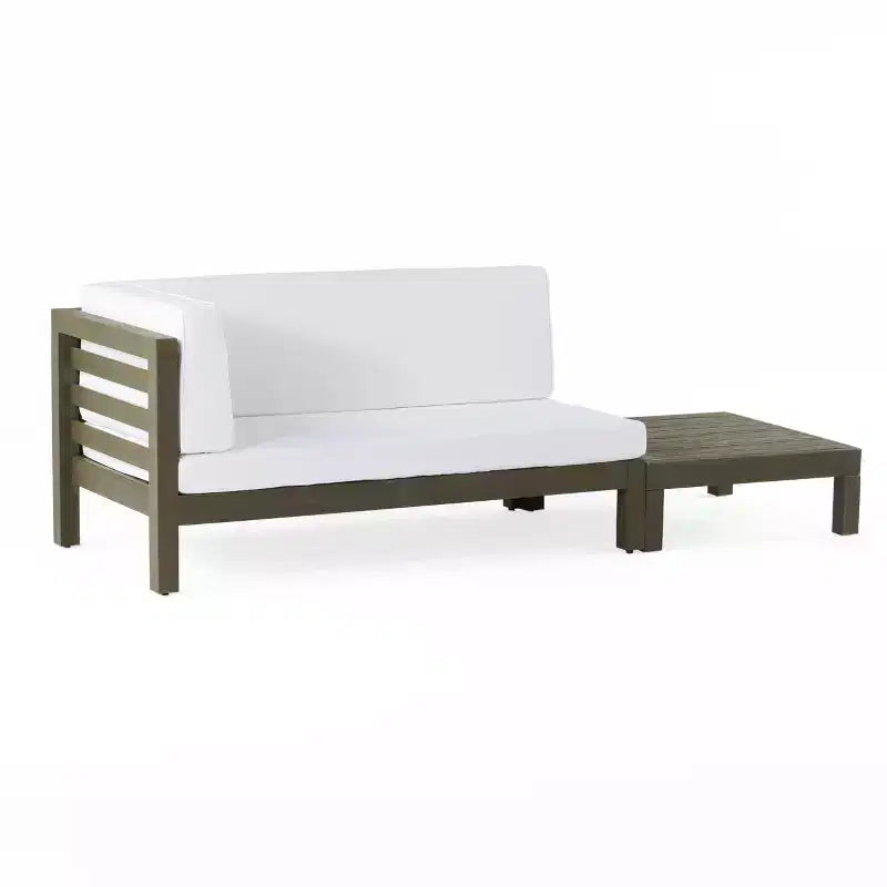 Christopher Knight Home Oana Outdoor Acacia Wood Left Arm Loveseat and Coffee Table Set with Cushion