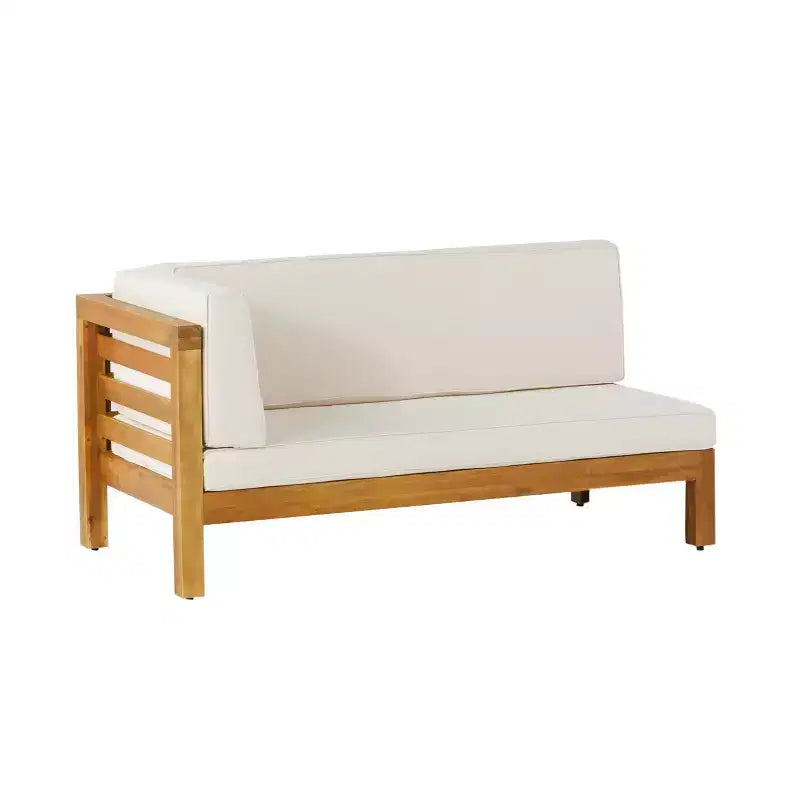 Christopher Knight Home Oana Outdoor Acacia Wood Left Arm Loveseat and Coffee Table Set with Cushion