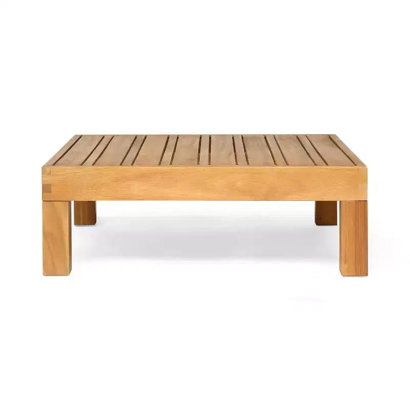 Christopher Knight Home Oana Outdoor Acacia Wood Left Arm Loveseat and Coffee Table Set with Cushion