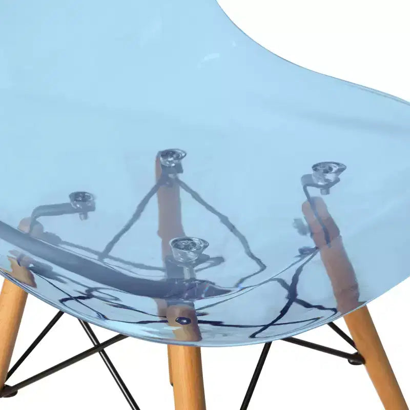 LeisureMod Dover 3-Piece Dining Set  31 Round Clear Glass Bistro Table with 2 Acrylic Chairs with Wooden Dowel Legs, Modern Kitchen, Dining Room