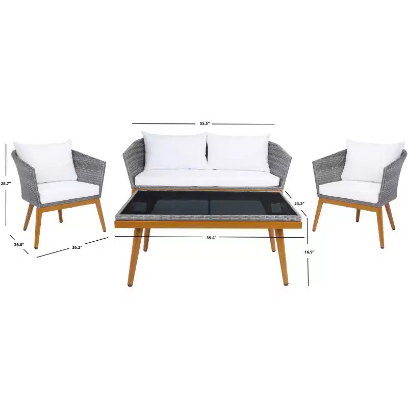 Malsor 4 Piece Living Set - Indoor/Outdoor - PAT7529 - Safavieh
