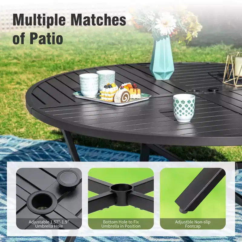 Captiva Designs 5pc Patio Dining Steel Table & Textilene 360 Degree Swivel Chairs
