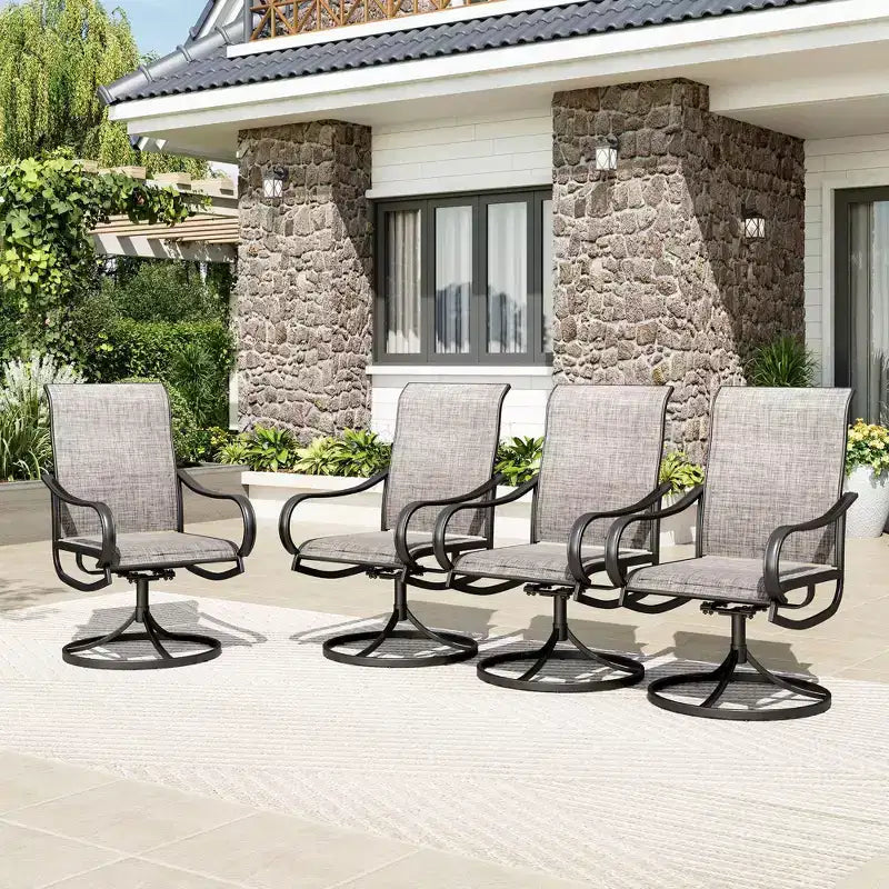 Captiva Designs 5pc Patio Dining Steel Table & Textilene 360 Degree Swivel Chairs