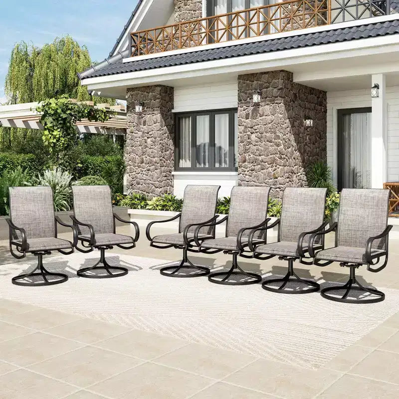 Captiva Designs 5pc Patio Dining Steel Table & Textilene 360 Degree Swivel Chairs