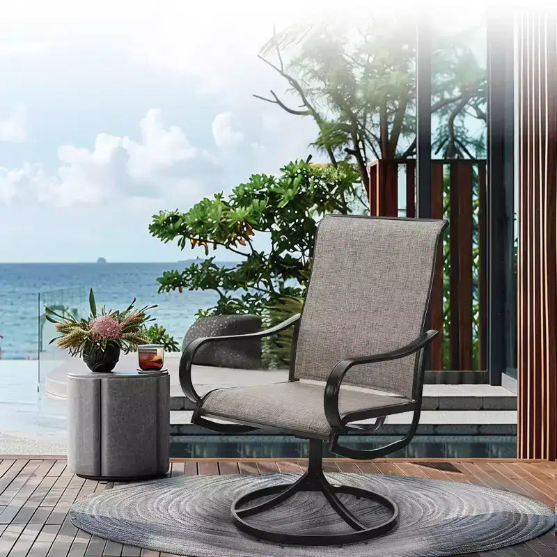 Captiva Designs 5pc Patio Dining Steel Table & Textilene 360 Degree Swivel Chairs