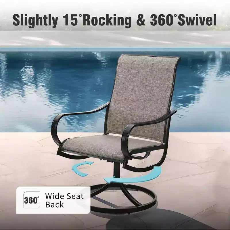 Captiva Designs 5pc Patio Dining Steel Table & Textilene 360 Degree Swivel Chairs
