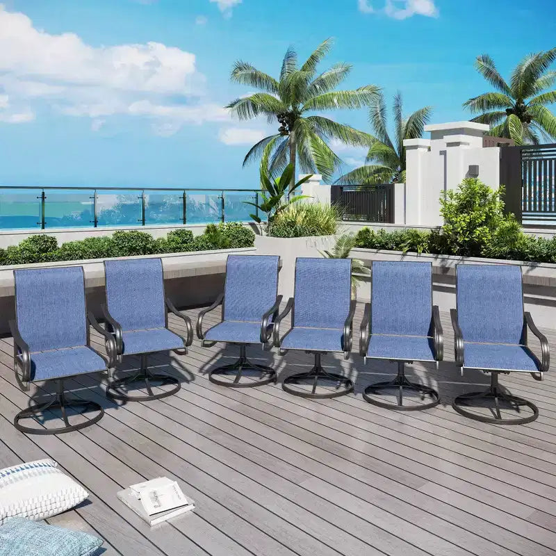 Captiva Designs 5pc Patio Dining Steel Table & Textilene 360 Degree Swivel Chairs