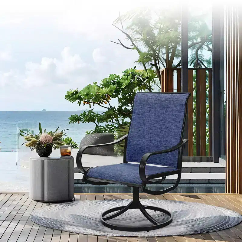 Captiva Designs 5pc Patio Dining Steel Table & Textilene 360 Degree Swivel Chairs
