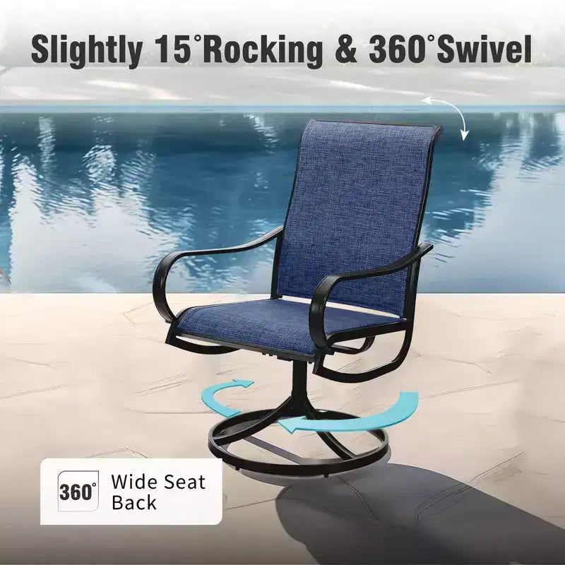 Captiva Designs 5pc Patio Dining Steel Table & Textilene 360 Degree Swivel Chairs