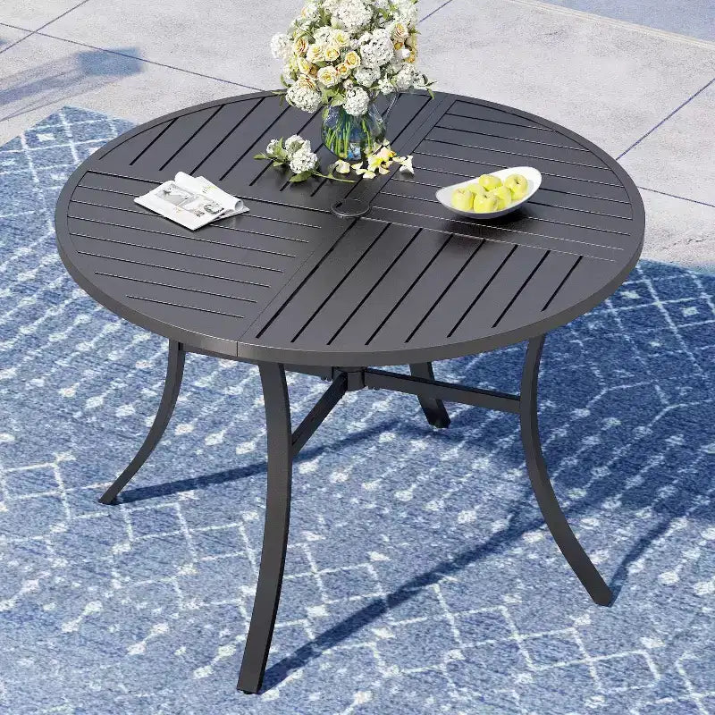 Captiva Designs 5pc Patio Dining Steel Table & Textilene 360 Degree Swivel Chairs