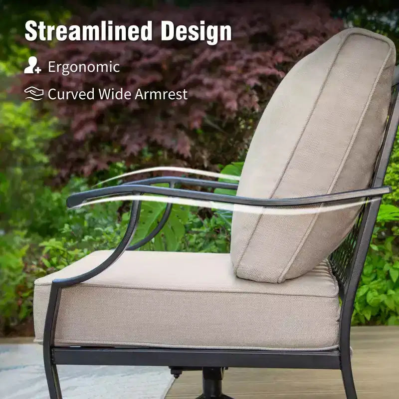 Captiva Designs 4pc Patio Outdoor Conversation Set with Swivel Grid-back Chairs for Garden, Poolside, Backyard