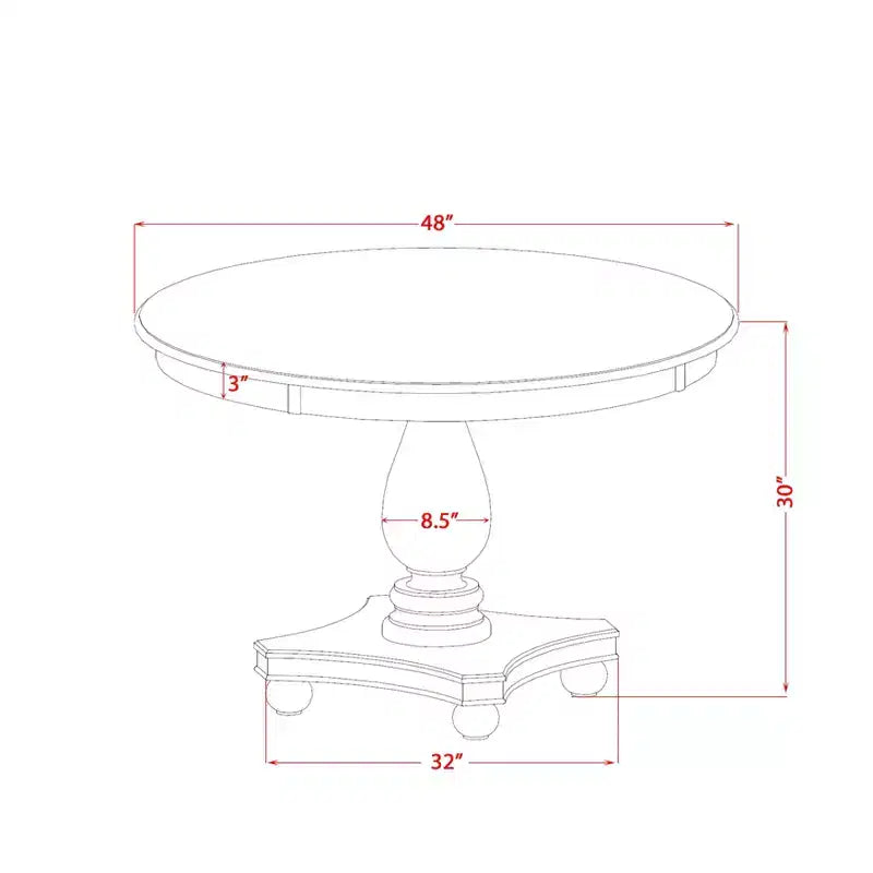 HomeStock Round Dining Table Set 4 Linen Fabric Chairs Antique Walnut Kitchen Set