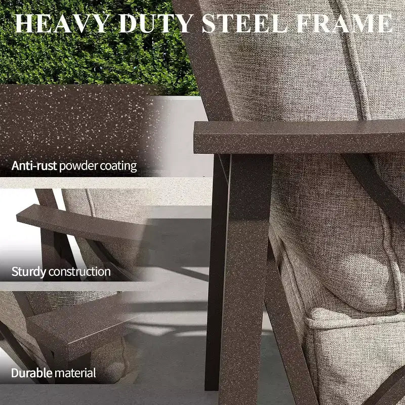 Heynemo Outdoor Patio Furniture Set, 4 Piece Patio Conversation Set with Coffee Table, Metal Furniture Set for Porch Backyard Garden, Grey