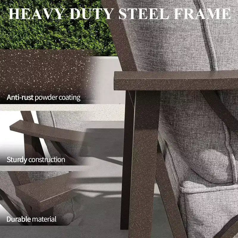 Heynemo Outdoor Patio Furniture Set, 6 Piece Patio Conversation Set with Coffee Table and Ottomans, Metal Furniture Set for Porch Backyard, Coffee