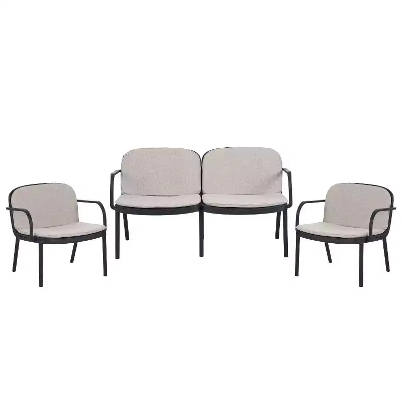 Christopher Knight Home Gunda Outdoor Modern 3 Pieces Polypropylene Upholstered Loveseat and Chair Set