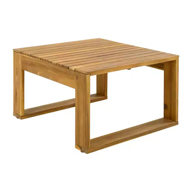Christopher Knight Home Norman 4 Piece Outdoor Slat Design Acacia Wood Upholstered Seating Set