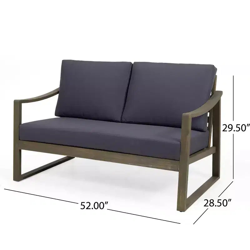 Christopher Knight Home Samwell Outdoor Acacia Wood 4 Seater Chat Set with Water Resistant Cushions