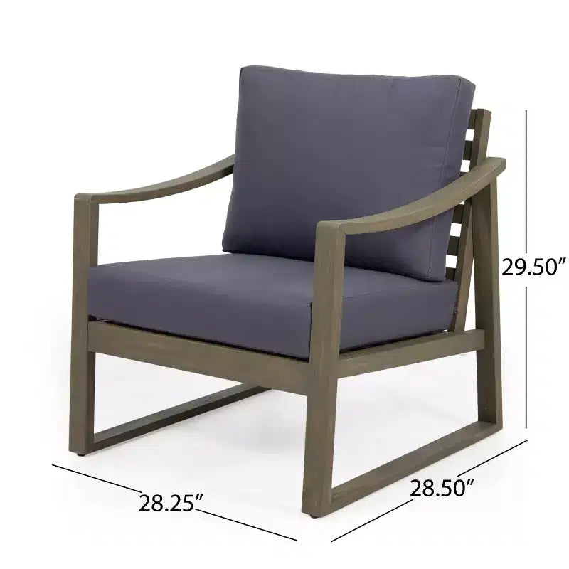 Christopher Knight Home Samwell Outdoor Acacia Wood 4 Seater Chat Set with Water Resistant Cushions