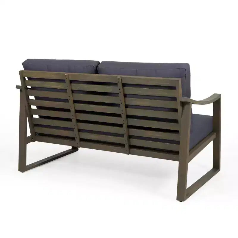 Christopher Knight Home Samwell Outdoor Acacia Wood 4 Seater Chat Set with Water Resistant Cushions