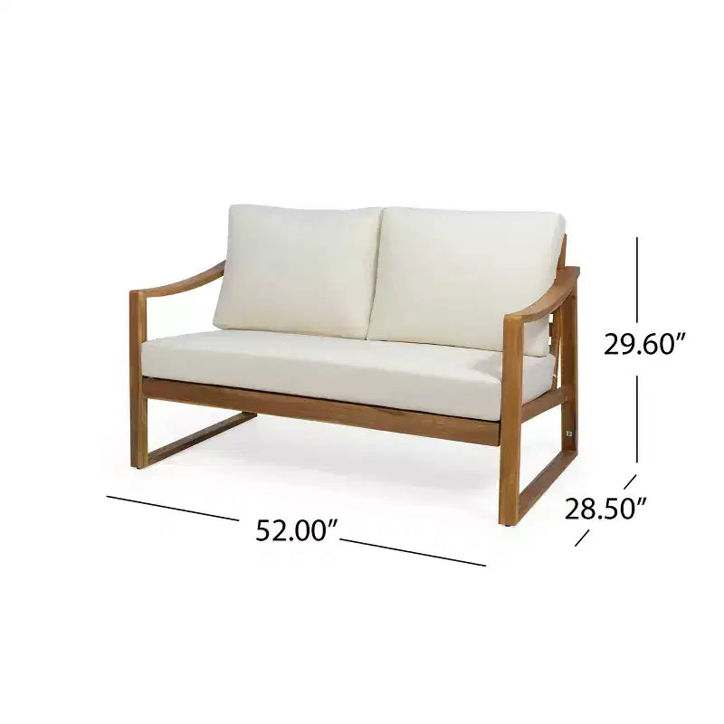 Christopher Knight Home Samwell Outdoor Acacia Wood 4 Seater Chat Set with Water Resistant Cushions