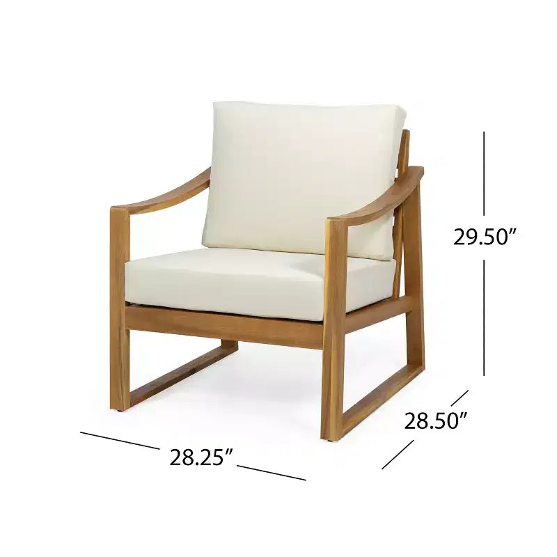Christopher Knight Home Samwell Outdoor Acacia Wood 4 Seater Chat Set with Water Resistant Cushions