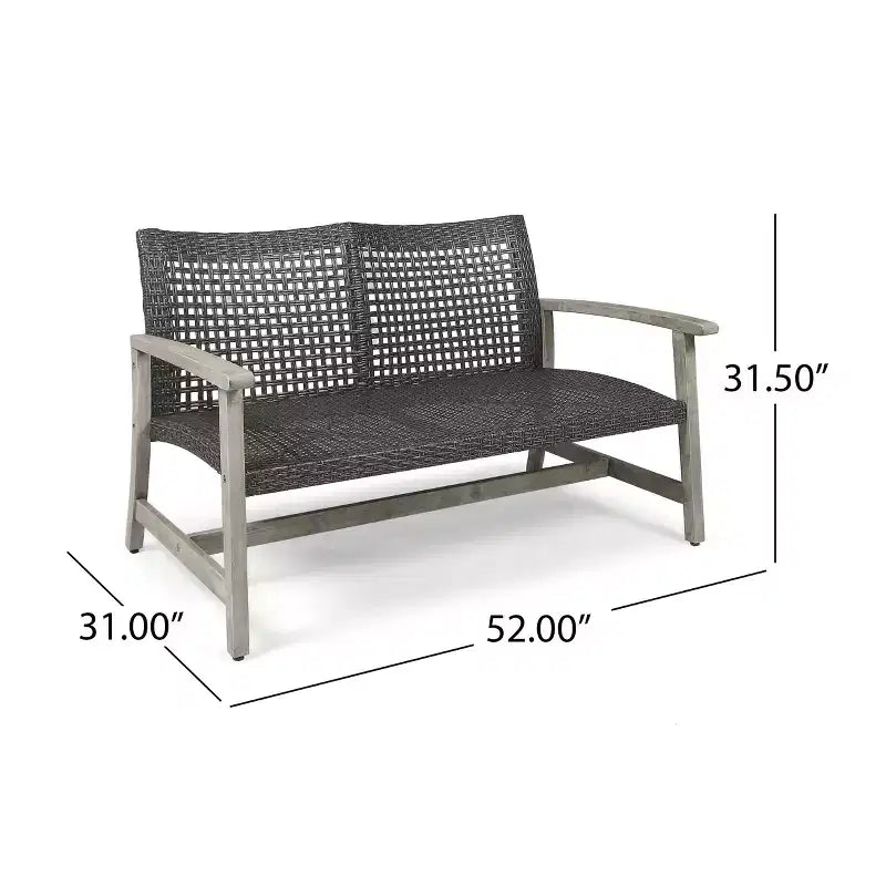 Christopher Knight Home Hampton Outdoor Wicker and Acacia Wood 4 Seater Chat Set