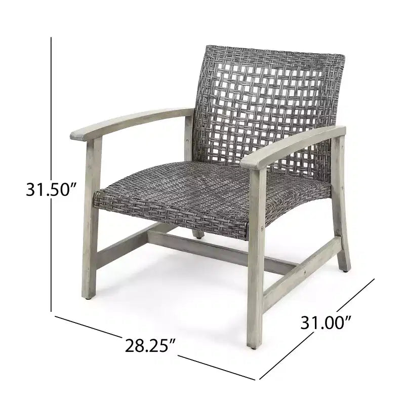 Christopher Knight Home Hampton Outdoor Wicker and Acacia Wood 4 Seater Chat Set