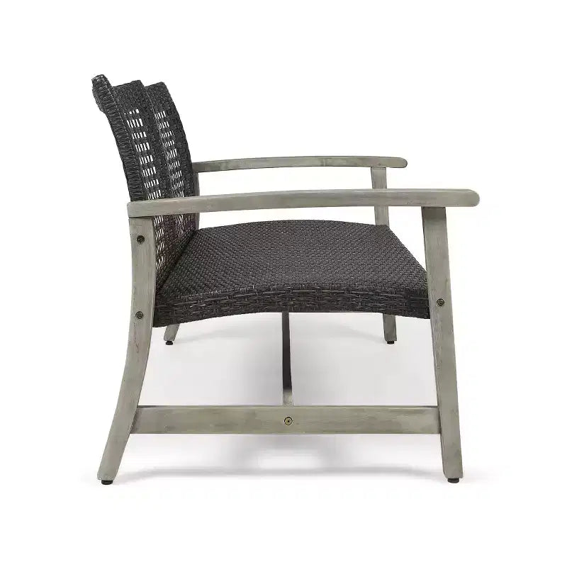 Christopher Knight Home Hampton Outdoor Wicker and Acacia Wood 4 Seater Chat Set