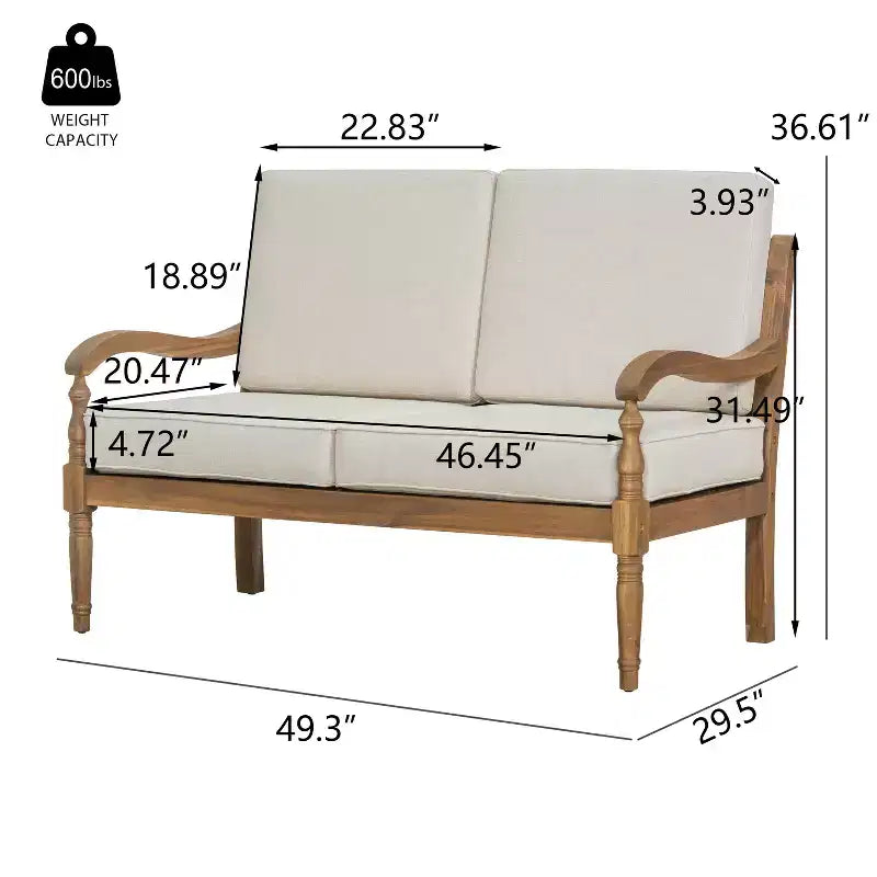 Christopher Knight Home Pendry 2 Piece Outdoor Acacia Wood Chat Set with Water-Resistant Cushions