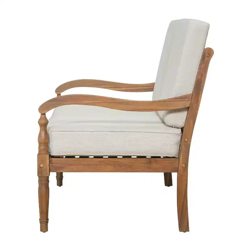 Christopher Knight Home Pendry 2 Piece Outdoor Acacia Wood Chat Set with Water-Resistant Cushions