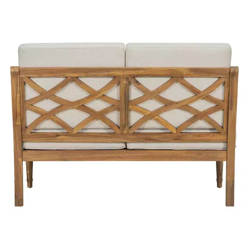 Christopher Knight Home Pendry 2 Piece Outdoor Acacia Wood Chat Set with Water-Resistant Cushions