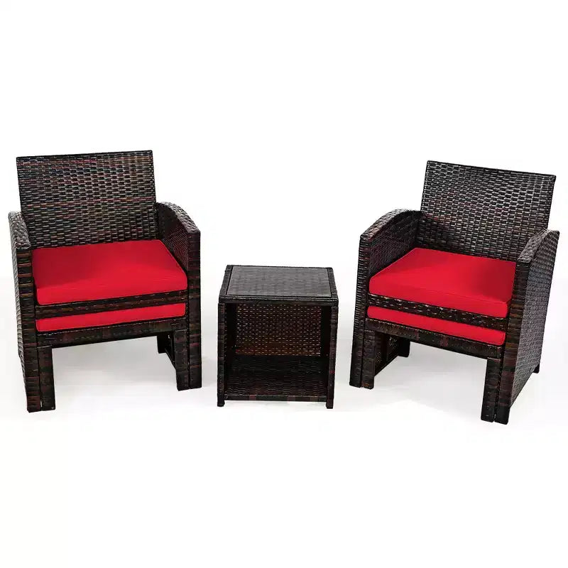 Costway 5PCS Patio Rattan Wicker Furniture Set Sofa Ottoman W/ Cushions