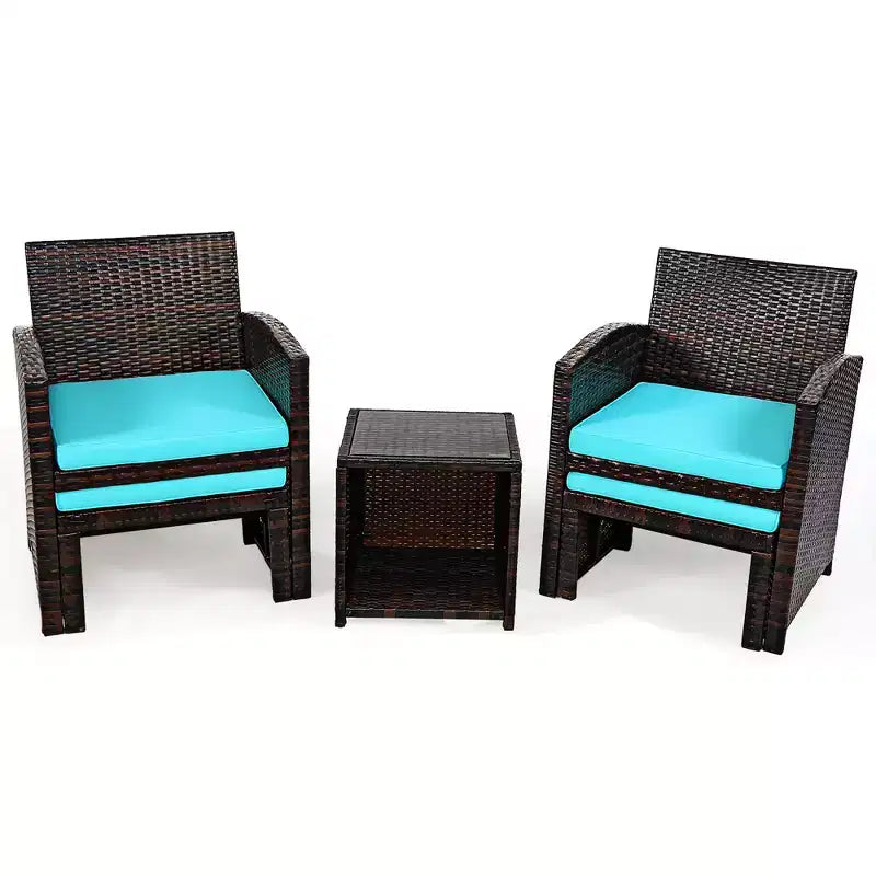 Costway 5PCS Patio Rattan Wicker Furniture Set Sofa Ottoman W/ Cushions
