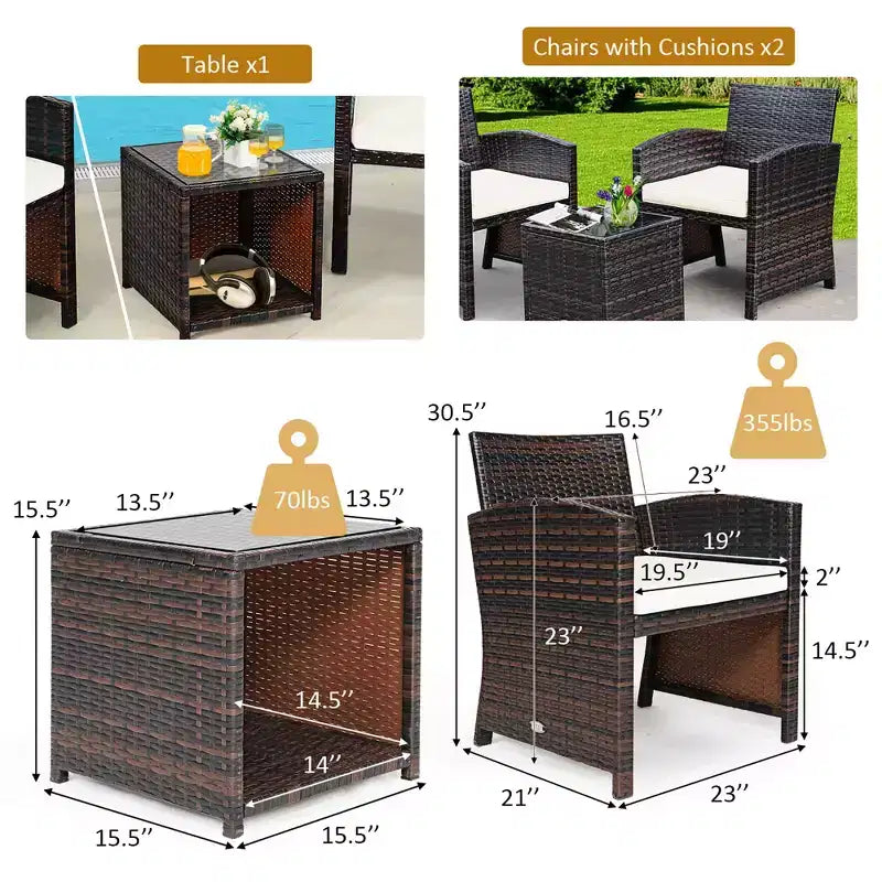Costway 5PCS Patio Rattan Wicker Furniture Set Sofa Ottoman W/ Cushions