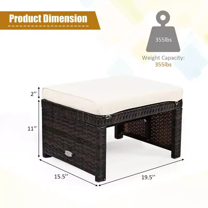 Costway 5PCS Patio Rattan Wicker Furniture Set Sofa Ottoman W/ Cushions