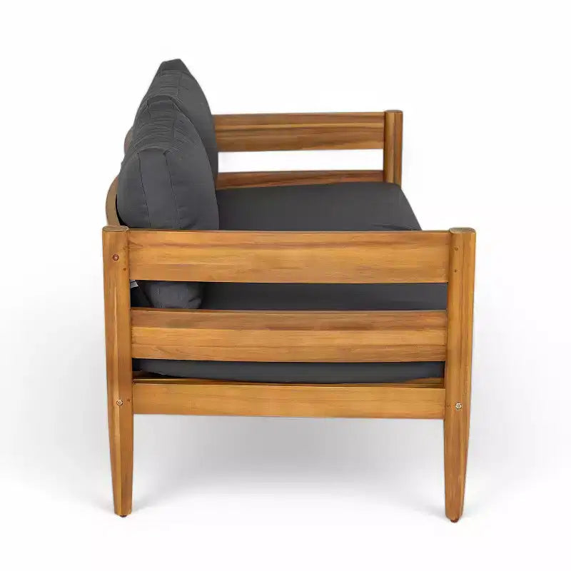 Christopher Knight Home Jacinda 4 Piece Ourdoor Rustic Upholstered Seating Set with Slat Design