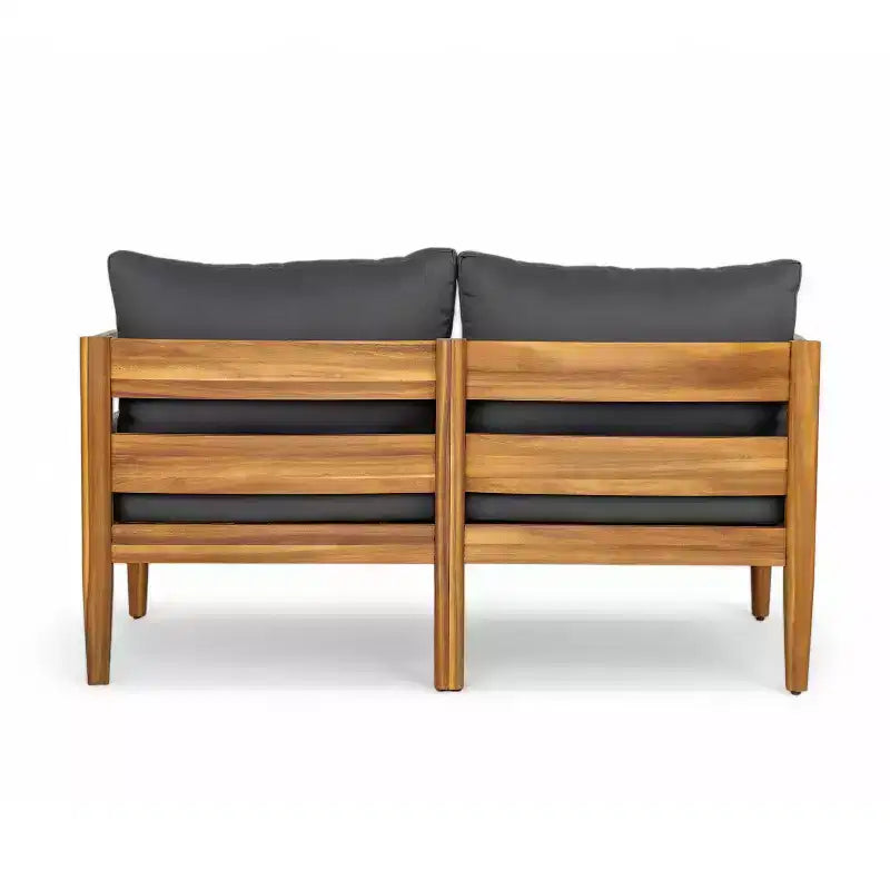 Christopher Knight Home Jacinda 4 Piece Ourdoor Rustic Upholstered Seating Set with Slat Design