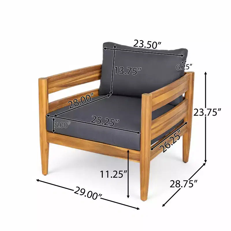 Christopher Knight Home Jacinda 5 Piece Ourdoor Rustic Upholstered Seating Set with Slat Design
