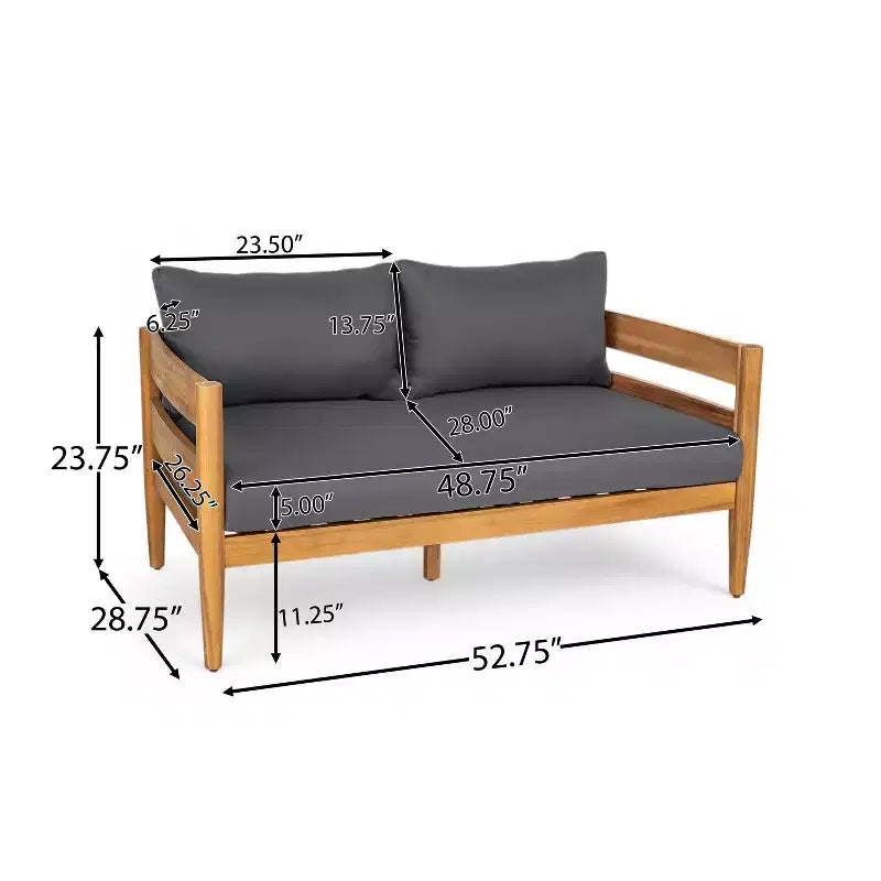 Christopher Knight Home Jacinda 5 Piece Ourdoor Rustic Upholstered Seating Set with Slat Design