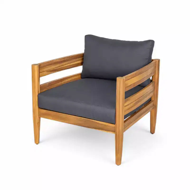 Christopher Knight Home Jacinda 5 Piece Ourdoor Rustic Upholstered Seating Set with Slat Design