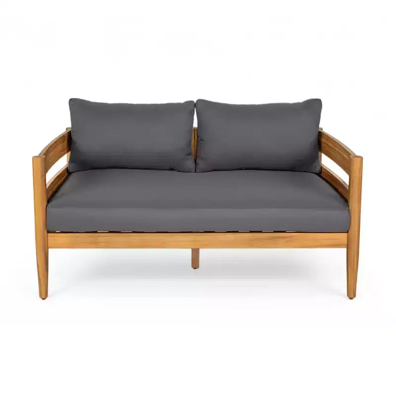 Christopher Knight Home Jacinda 5 Piece Ourdoor Rustic Upholstered Seating Set with Slat Design