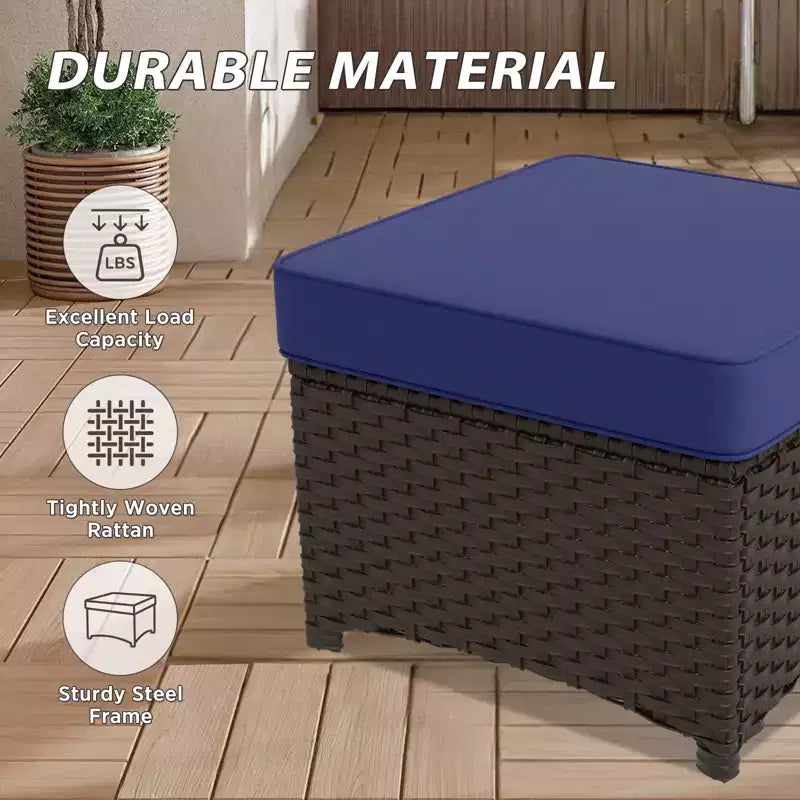 EAGLE PEAK Azure Bay 6 Pieces Wicker Outdoor Patio Furniture Set, Sofa and Rocking Chairs with Ottomans and Side Table