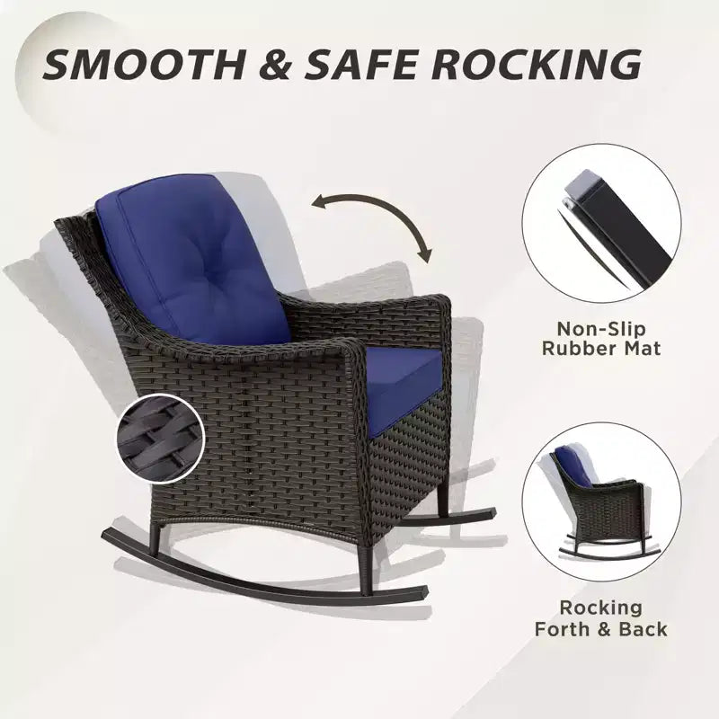 EAGLE PEAK Azure Bay 6 Pieces Wicker Outdoor Patio Furniture Set, Sofa and Rocking Chairs with Ottomans and Side Table