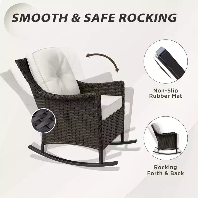 EAGLE PEAK Azure Bay 6 Pieces Wicker Outdoor Patio Furniture Set, Sofa and Rocking Chairs with Ottomans and Side Table